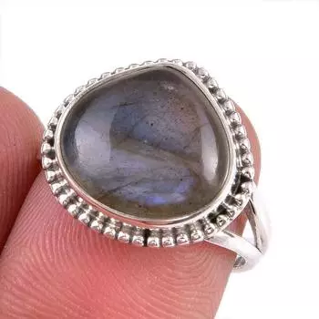 Natural Labradorite Gemstone 925 Solid Sterling Silver Jewelry Ring Size 7 s8l81