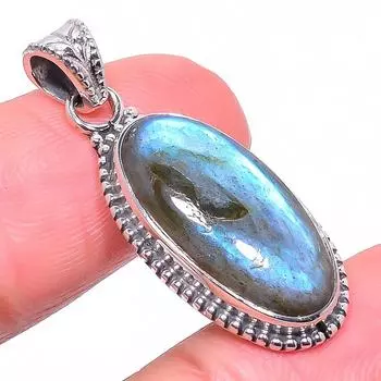 Natural Labradorite Gemstone 925 Solid Sterling Silver Gift Pendant 1.42 d2C11