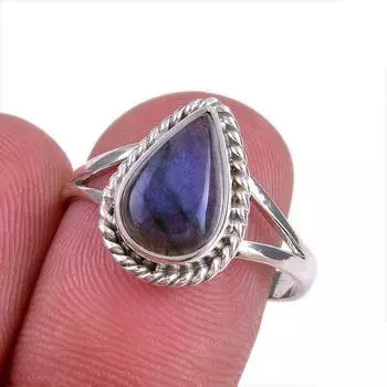 Natural Labradorite Gemstone 925 Solid Sterling Silver Jewelry Ring Size 8 r3w35