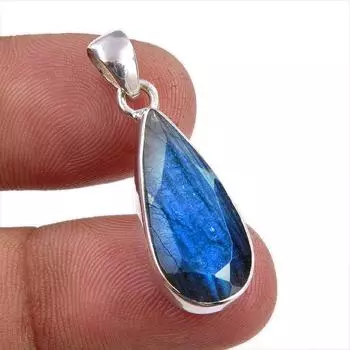 Natural Labradorite Gemstone 925 Solid Sterling Silver Gift Pendant 1.25 T3R86