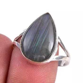 Natural Labradorite Gemstone 925 Solid Sterling Silver Jewelry Ring S.9.5 C8y25