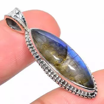 Natural Labradorite Gemstone 925 Solid Sterling Silver Gift Pendant 1.46 S2j70