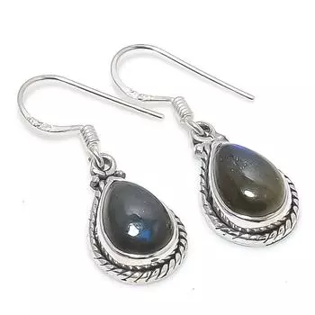 Natural Labradorite Gemstone 925 Solid Sterling Silver Gift Earring 1.25 y3u27