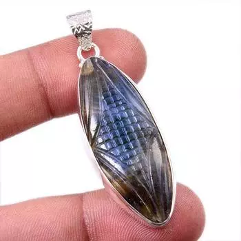 Natural Labradorite Gemstone 925 Solid Sterling Silver Gift Pendant 2.25 r9d27