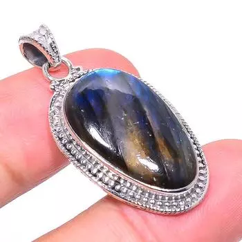 Natural Labradorite Gemstone 925 Solid Sterling Silver Gift Pendant 1.62 Z8J25
