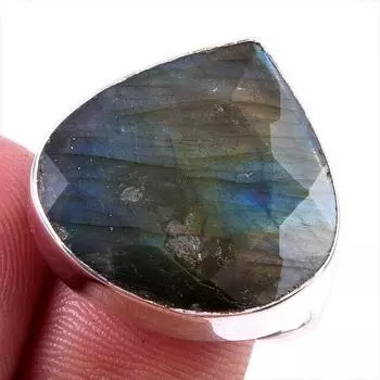 Natural Labradorite Gemstone 925 Solid Sterling Silver Jewelry Ring Size 10 U6j17