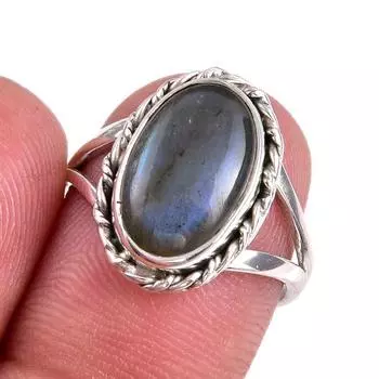 Natural Labradorite Gemstone 925 Solid Sterling Silver Jewelry Ring Size 7 Q4t14