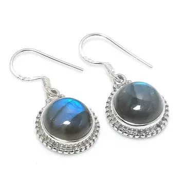 Natural Labradorite Gemstone 925 Solid Sterling Silver Gift Earring 1.25 l7Y39