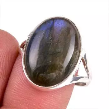 Natural Labradorite Gemstone 925 Solid Sterling Silver Jewelry Ring Size 9 O0t85