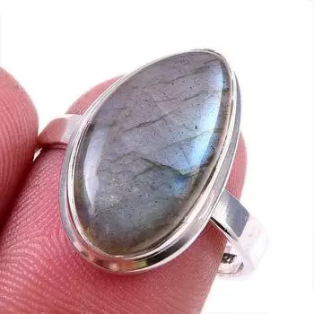 Natural Labradorite Gemstone 925 Solid Sterling Silver Jewelry Ring Size 9 g8r40