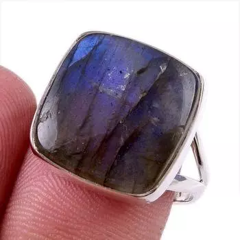 Natural Labradorite Gemstone 925 Solid Sterling Silver Jewelry Ring Size 9 u3Q38