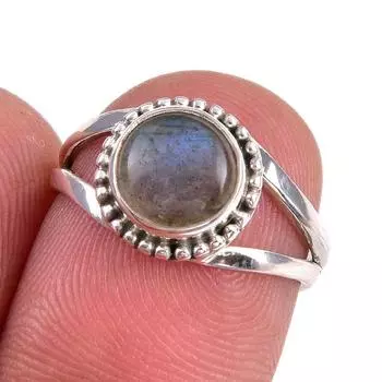 Natural Labradorite Gemstone 925 Solid Sterling Silver Jewelry Ring S.5.5 t3Q22