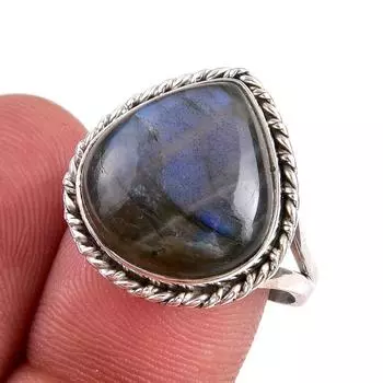 Natural Labradorite Gemstone 925 Solid Sterling Silver Jewelry Ring S.7.5 N5g93