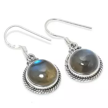 Natural Labradorite Gemstone 925 Solid Sterling Silver Gift Earring 1.25 w3w73