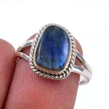 Natural Labradorite Gemstone 925 Solid Sterling Silver Jewelry Ring S.6.5 q0k05