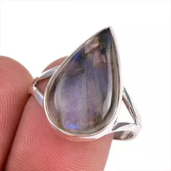 Natural Labradorite Gemstone 925 Solid Sterling Silver Jewelry Ring Size 9 e4q01