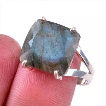 Natural Labradorite Gemstone 925 Solid Sterling Silver Jewelry Ring Size 9 p3l69