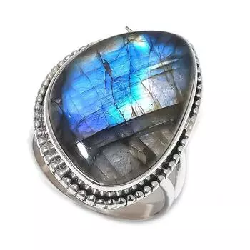 Natural Labradorite Gemstone 925 Solid Sterling Silver Jewelry Ring S.6.5 C4I12