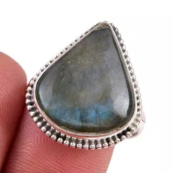 Natural Labradorite Gemstone 925 Solid Sterling Silver Jewelry Ring Size 10 j9r11