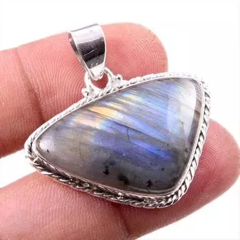 Natural Labradorite Gemstone 925 Solid Sterling Silver Jewelry Pendant 1.5 Z5y04