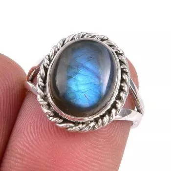 Natural Labradorite Gemstone 925 Solid Sterling Silver Jewelry Ring S.5.5 U6k29
