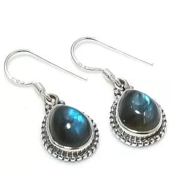 Natural Labradorite Gemstone 925 Solid Sterling Silver Gift Earring 1.25 Q6f66