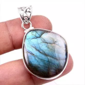 Natural Labradorite Gemstone 925 Solid Sterling Silver Gift Pendant 1.75 o5F89