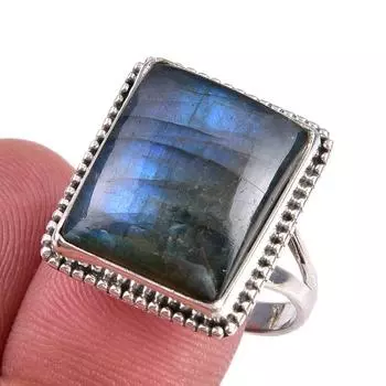 Natural Labradorite Gemstone 925 Solid Sterling Silver Jewelry Ring Size 10 o6h04