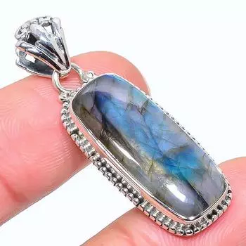 Natural Labradorite Gemstone 925 Solid Sterling Silver Gift Pendant 1.77 y1r52