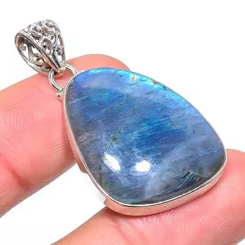 Natural Labradorite Gemstone 925 Solid Sterling Silver Gift Pendant 1.77 D8s79