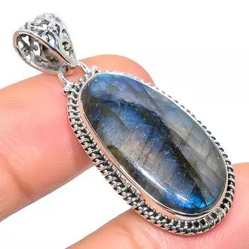 Natural Labradorite Gemstone 925 Solid Sterling Silver Gift Pendant 1.77 m9D60