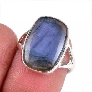 Natural Labradorite Gemstone 925 Solid Sterling Silver Jewelry Ring Size 7 q9h58
