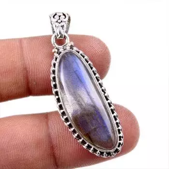 Natural Labradorite Gemstone 925 Solid Sterling Silver Gift Pendant 1.75 N8Z08