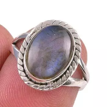 Natural Labradorite Gemstone 925 Solid Sterling Silver Jewelry Ring Size 6 g4U79