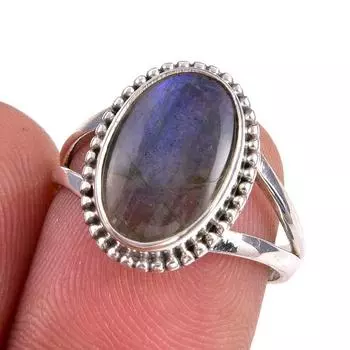 Natural Labradorite Gemstone 925 Solid Sterling Silver Jewelry Ring S.6.5 b2I91
