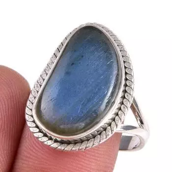 Natural Labradorite Gemstone 925 Solid Sterling Silver Jewelry Ring S.9.5 t2O28