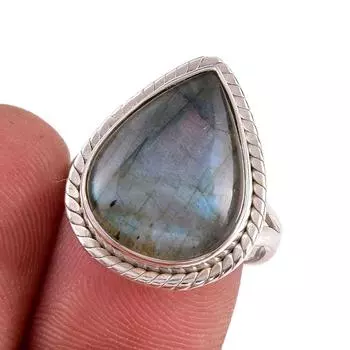 Natural Labradorite Gemstone 925 Solid Sterling Silver Jewelry Ring S.7.5 L0f14