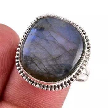 Natural Labradorite Gemstone 925 Solid Sterling Silver Jewelry Ring Size 10 I9q38