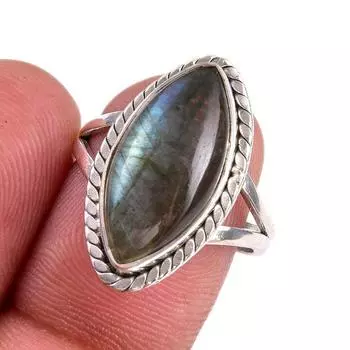 Natural Labradorite Gemstone 925 Solid Sterling Silver Jewelry Ring S.6.5 k8G35
