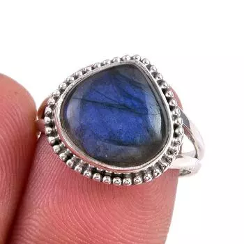 Natural Labradorite Gemstone 925 Solid Sterling Silver Jewelry Ring S.6.5 k7C67