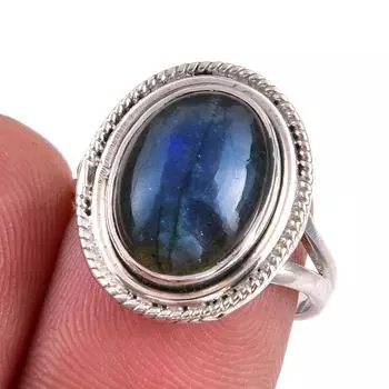 Natural Labradorite Gemstone 925 Solid Sterling Silver Jewelry Ring S.6.5 N3C58