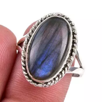 Natural Labradorite Gemstone 925 Solid Sterling Silver Jewelry Ring S.6.5 L8O19