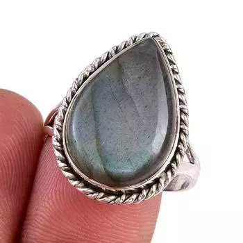 Natural Labradorite Gemstone 925 Solid Sterling Silver Jewelry Ring Size 10 A6q64