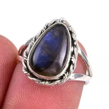 Natural Labradorite Gemstone 925 Solid Sterling Silver Jewelry Ring S.5.5 S6i47