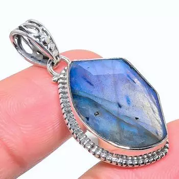 Natural Labradorite Gemstone 925 Solid Sterling Silver Gift Pendant 1.62 U9F94