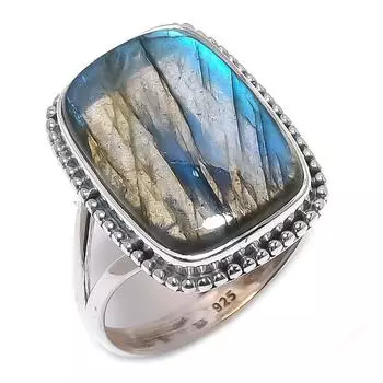 Natural Labradorite Gemstone 925 Solid Sterling Silver Jewelry Ring Size 10 m1Q14