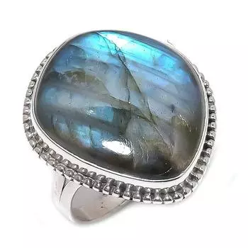 Natural Labradorite Gemstone 925 Solid Sterling Silver Jewelry Ring S.9.5 s3Q14