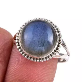 Natural Labradorite Gemstone 925 Solid Sterling Silver Jewelry Ring Size 9 U5A32