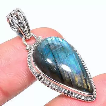 Natural Labradorite Gemstone 925 Solid Sterling Silver Gift Pendant 1.69 t6R58