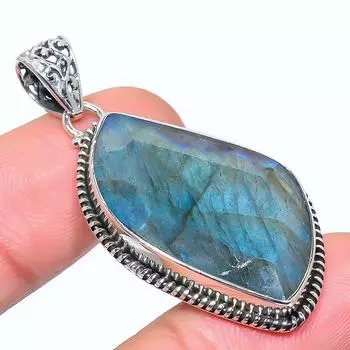 Natural Labradorite Gemstone 925 Solid Sterling Silver Gift Pendant 1.93 G6J88